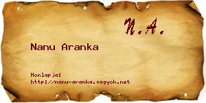 Nanu Aranka névjegykártya